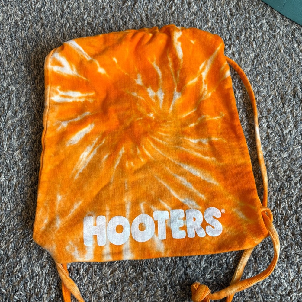 Orange Hooters Drawstring tie dye bag NEW